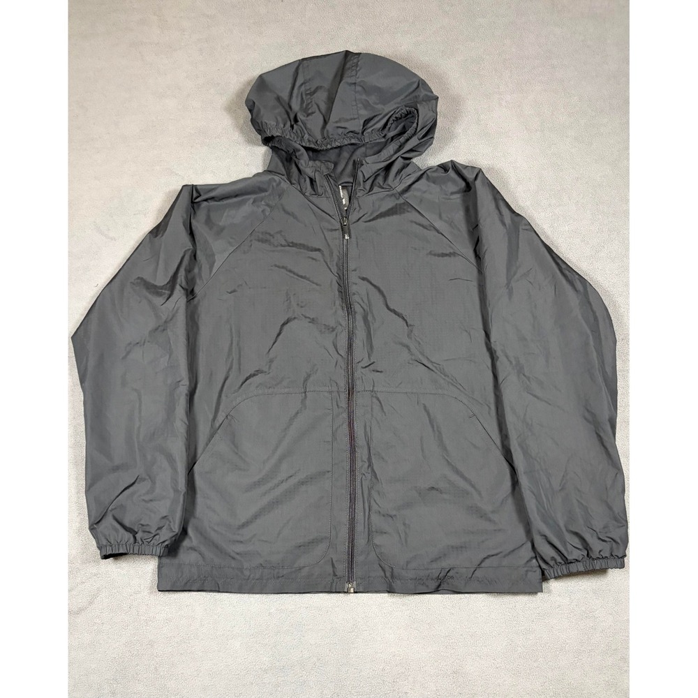 All in Motion Windbreaker Jacket Boys XL (14) Black Full Zip Hooded Lightweight